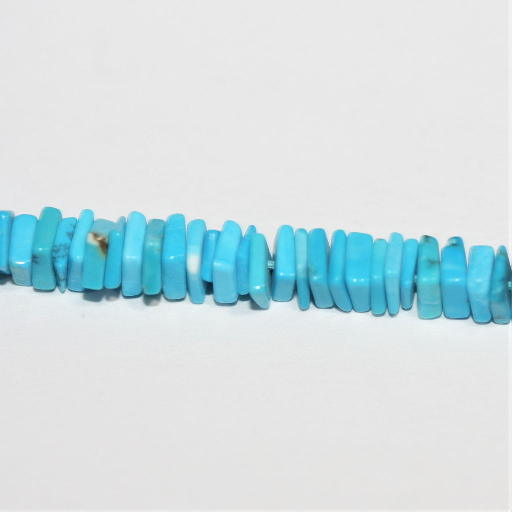16" Cuentas cuadradas planas lisas de color turquesa 4x1 mm - Hilo de 42 cm.
