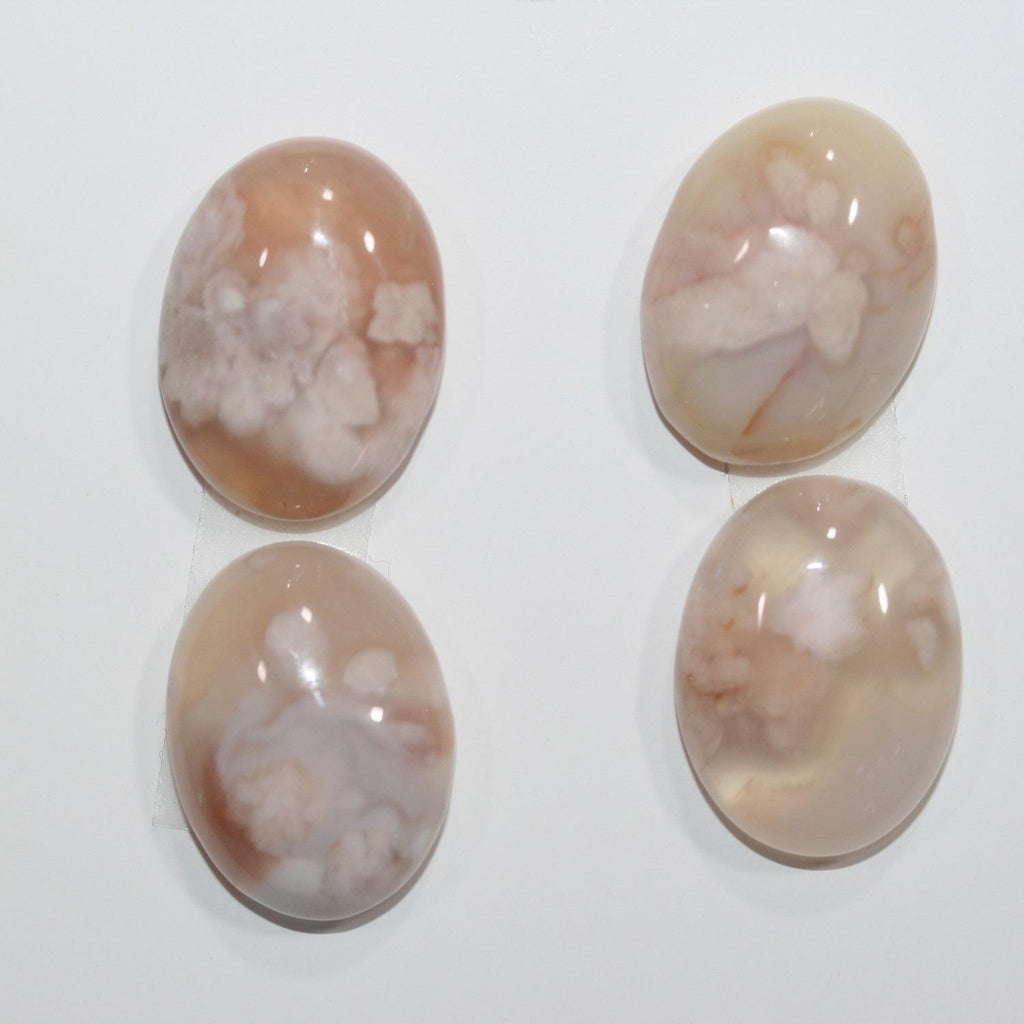 Agate Flower Oval Smooth Cabochon 20X15mm (4 pcs).