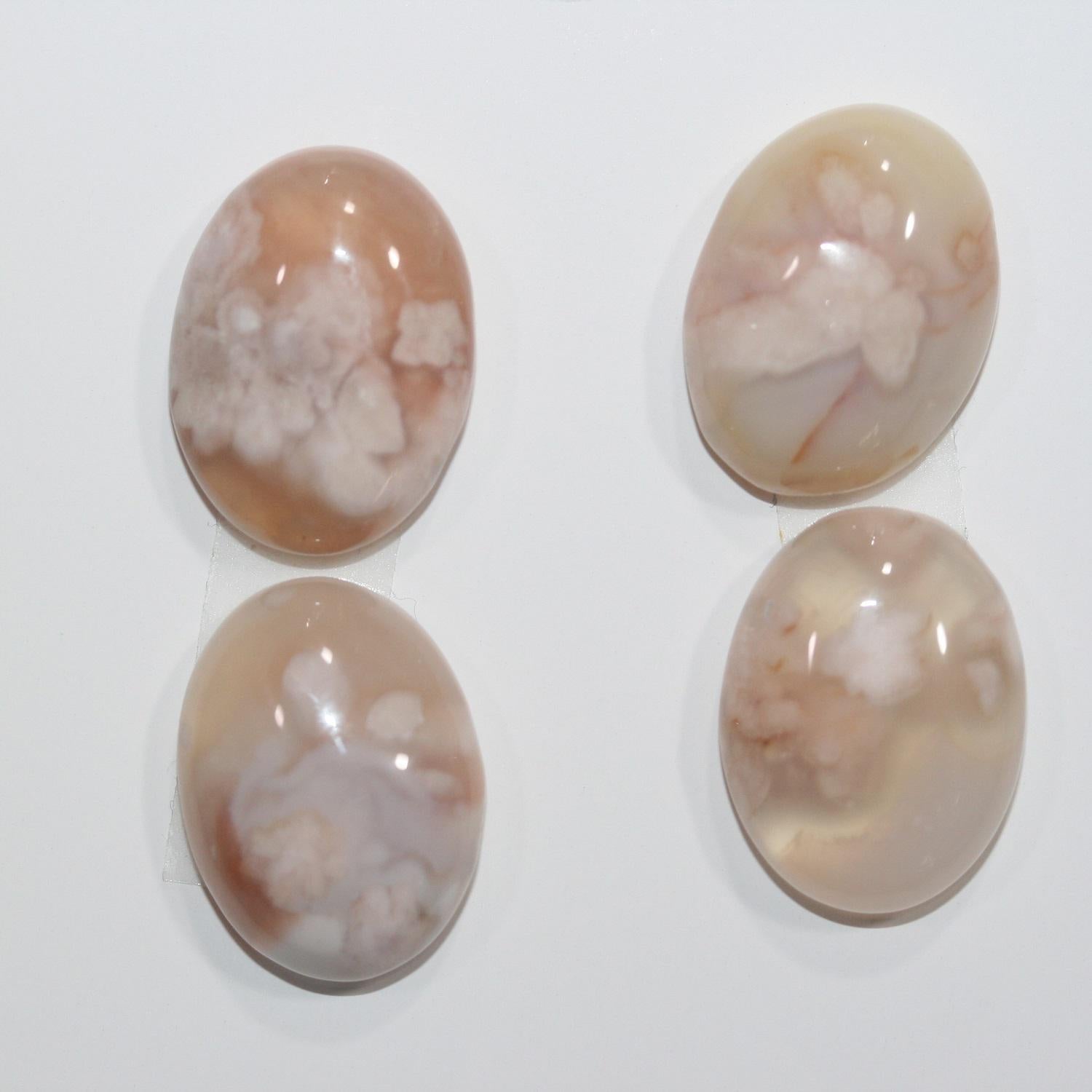 Agate Flower Oval Smooth Cabochon 20X15mm (4 pcs).