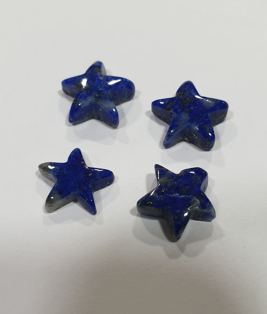Lote de 4 cabujones de lapislázuli estrella de 9-10 mm - Lote de piedras preciosas - Piedra natural
