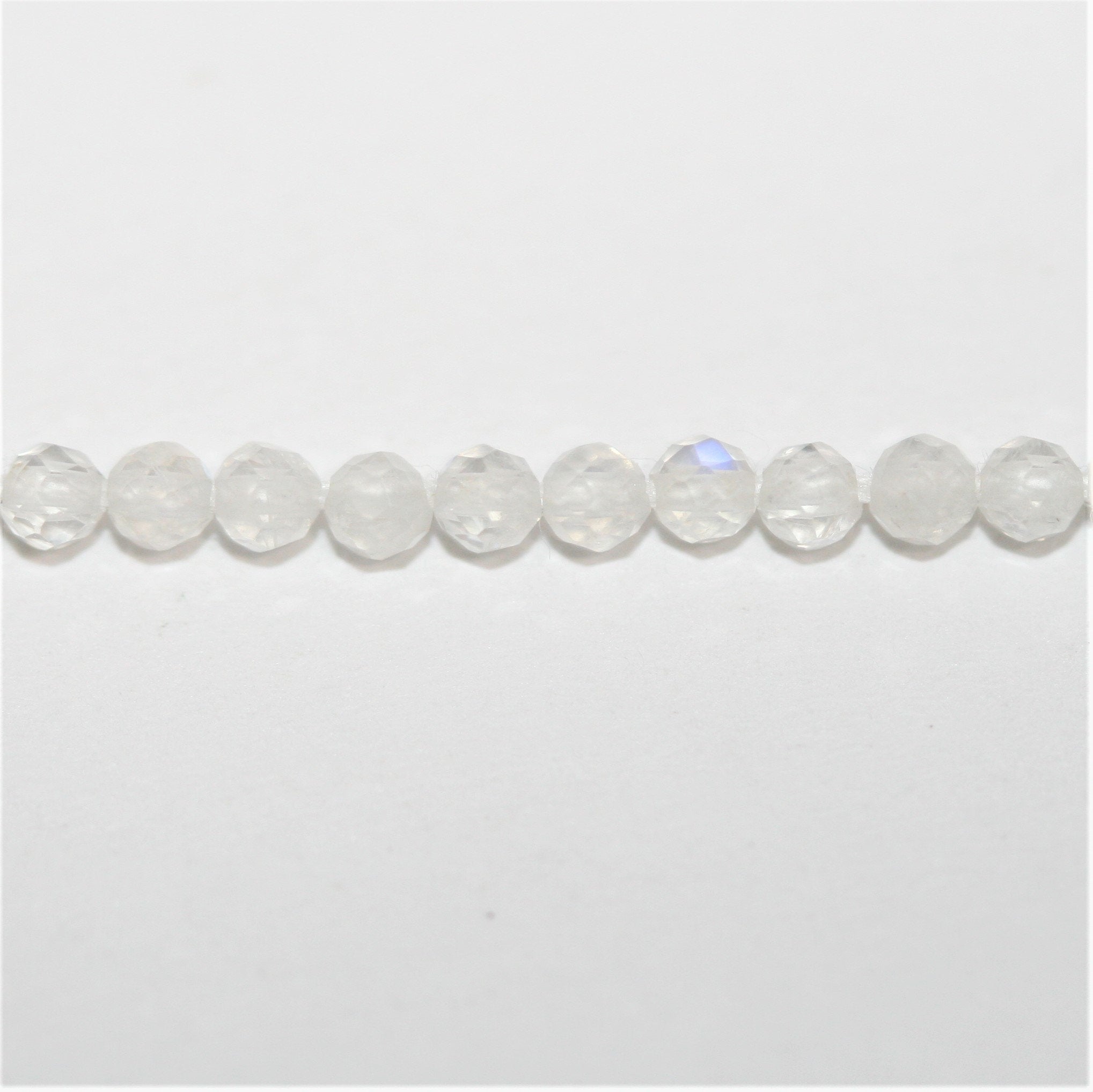 13" St Moonstone Faceted Round Beads 2mm.- Strand 34cm.