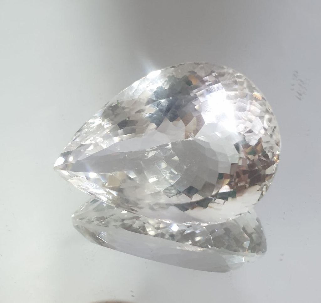 105.2ct  Huge AAA  Natural Rock Crystal Quartz Faceted Pear Drop  37.7x25.9x20.4mm - Natural Quartz- Natural Gemstone