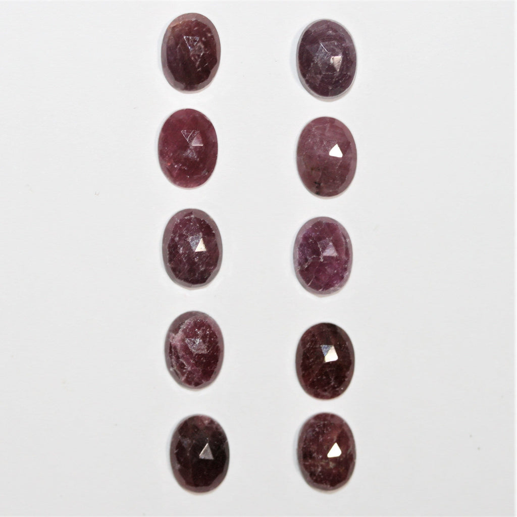 10 Pcs Faceted Oval Ruby Cabuchon. 8x6mm. (10 pcs.)