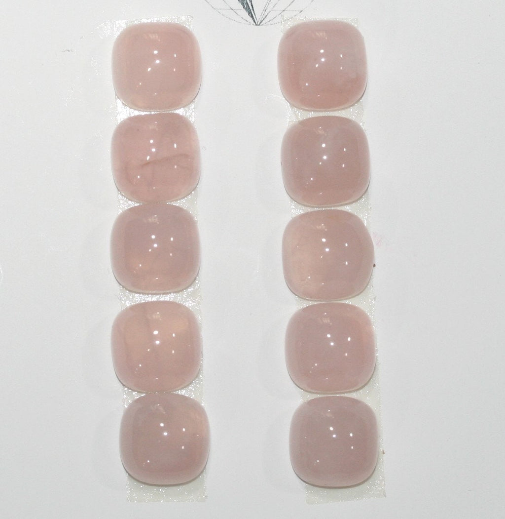10 Pcs Lot Rose Quartz Square Cabochon 10mm. (10 pcs).