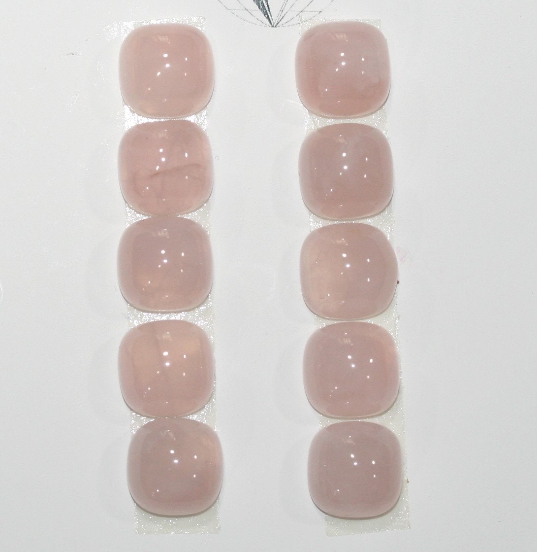10 Pcs Lot Rose Quartz Square Cabochon 10mm. (10 pcs).