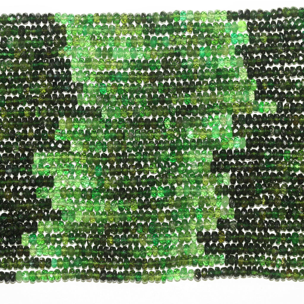 14" St Green Tourmaline Faceted Rondelle Beads 3x2mm.-Strand 36cm.