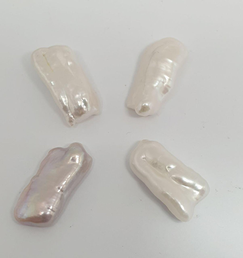 4 Pcs Lot Top Luster Undrilled Multicolor Freshwater Biwa Pearl 19-22mm.  -Natural Pearl - Pearl Earring- For Setting-Natural Pearl