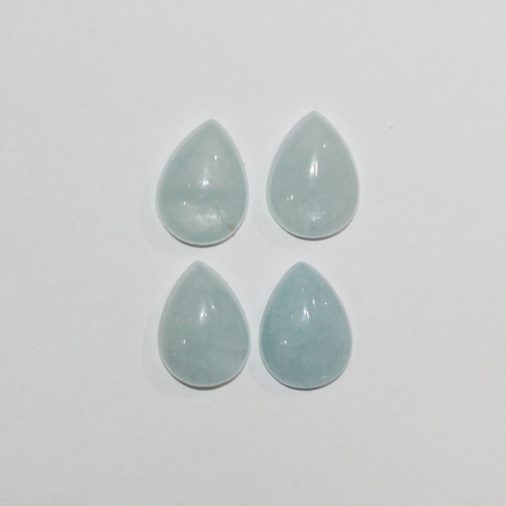 Lote de 4 cabujones de aguamarina (4 unidades) de 17 x 13 mm