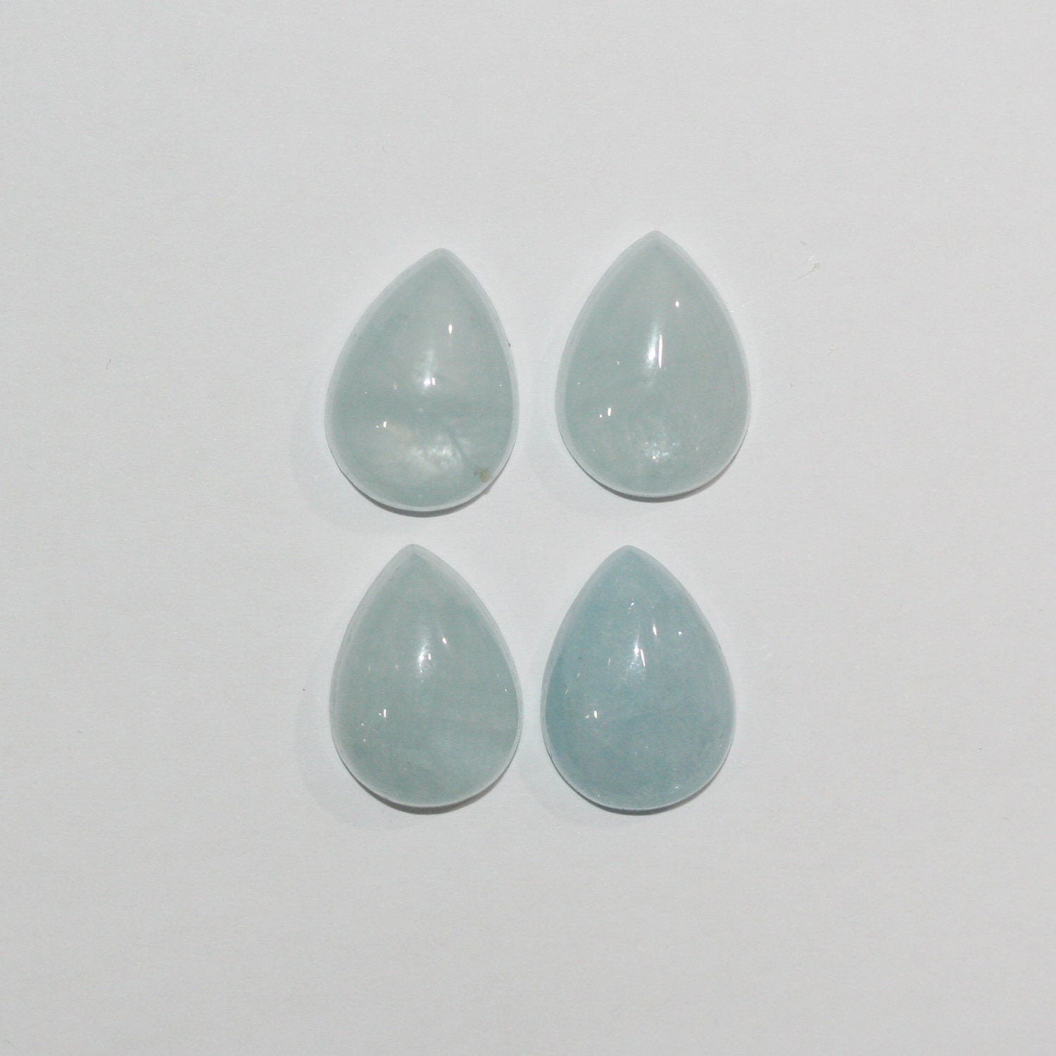 Lote de 4 cabujones de aguamarina (4 unidades) de 17 x 13 mm