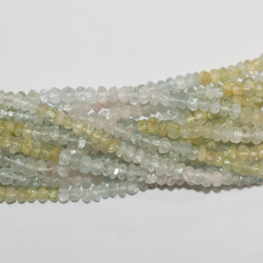 14" St Multi Beryl Faceted Rondelle Beads 4x2mm. Strand 37cm.