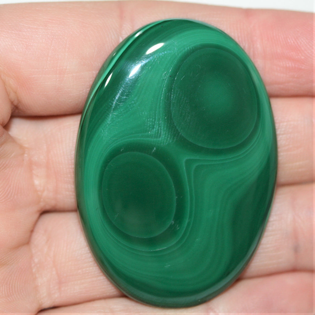 Cabochon de malachite AAA de grande taille, 52 x 36,8 mm (159 ct) - Pierres précieuses de collection - Fournisseur de bijoux - Pierres précieuses naturelles - Pierre verte non traitée