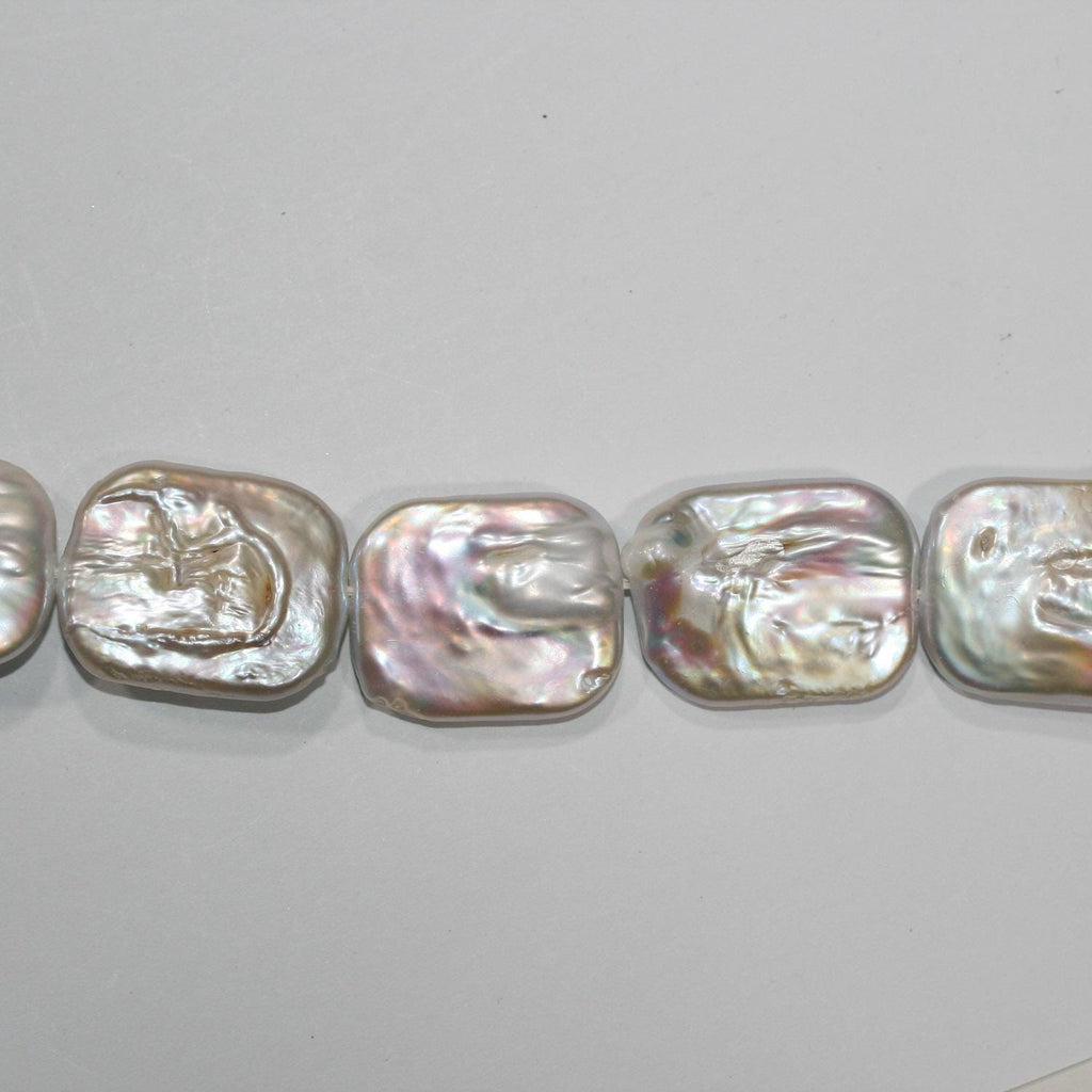 Perles d'eau douce rectangulaires de 40 cm (16 pouces), environ 25 x 20 mm. Collier de 40 cm. Perles naturelles à prix de gros.