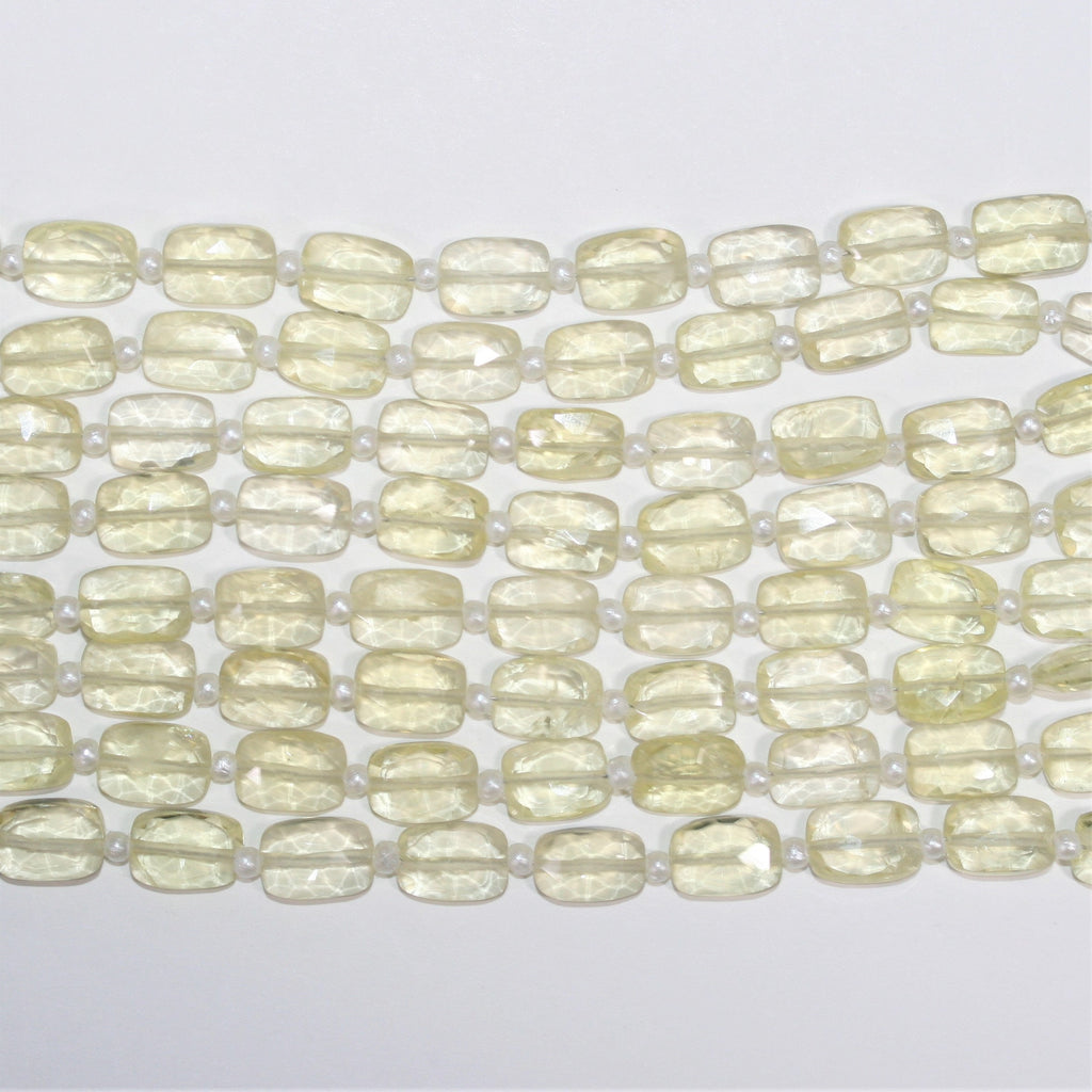Cuentas rectangulares facetadas de cuarzo St Lemon de 7" de 9 x 6 mm - Hilo de 18 cm.