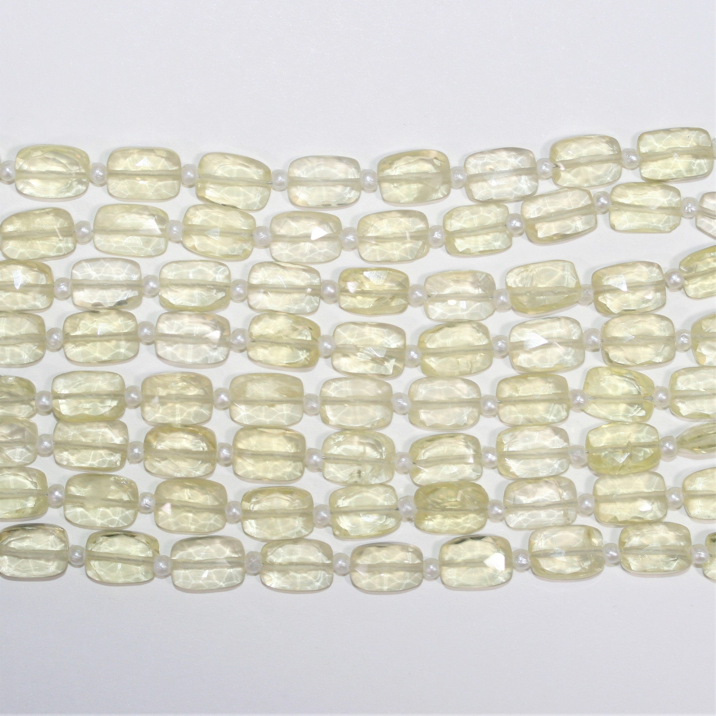Cuentas rectangulares facetadas de cuarzo St Lemon de 7" de 9 x 6 mm - Hilo de 18 cm.