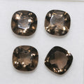Lote de 4 cuentas de cuarzo ahumado facetadas de talla cojín de 10 mm.