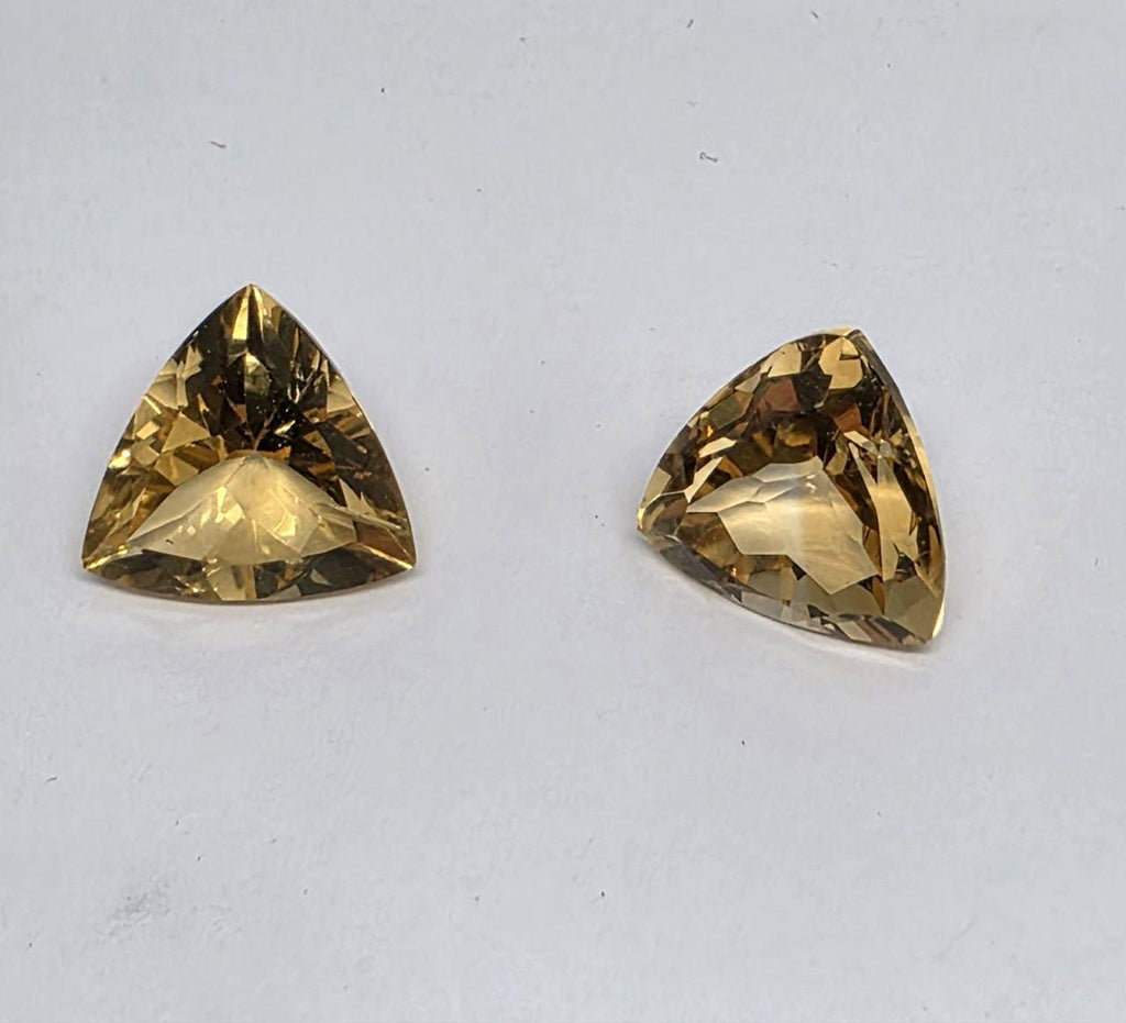 1 Pair Top Quality Citrine Trillion 11mm - Natural Gems  TOP color
