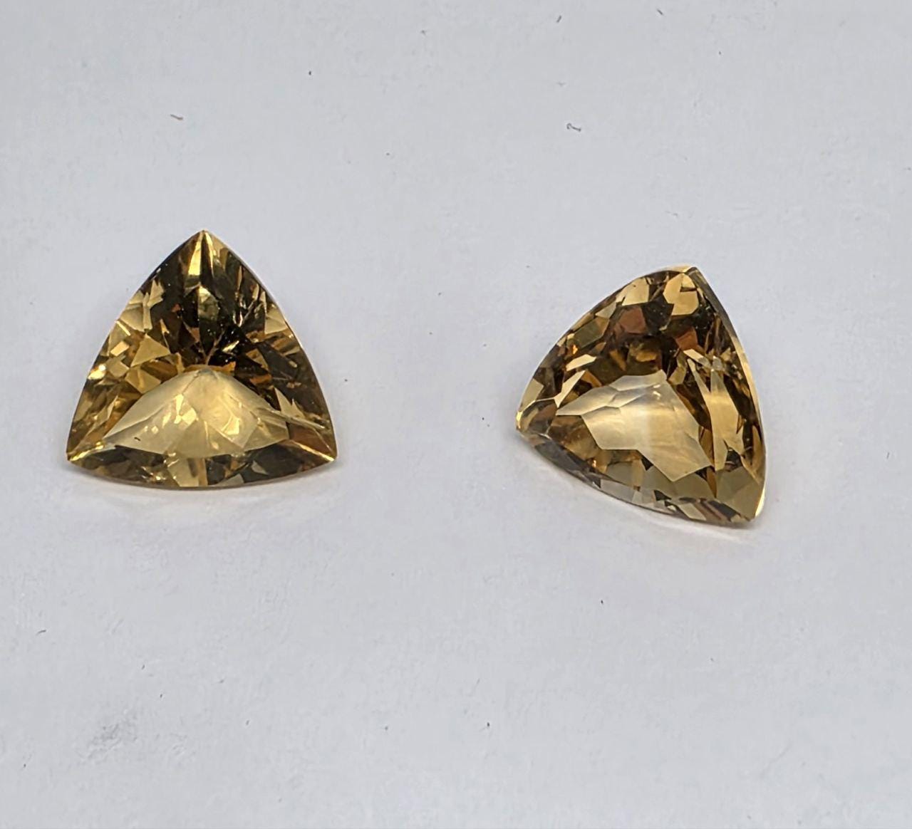 1 Pair Top Quality Citrine Trillion 11mm - Natural Gems  TOP color