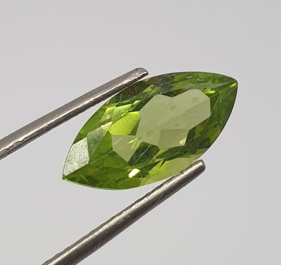 1 Peridot  Olivine Faceted Marquise  Cut  12x6mm 2.18ct Olivine Green Peridot- Fancy Color- Rare Cut