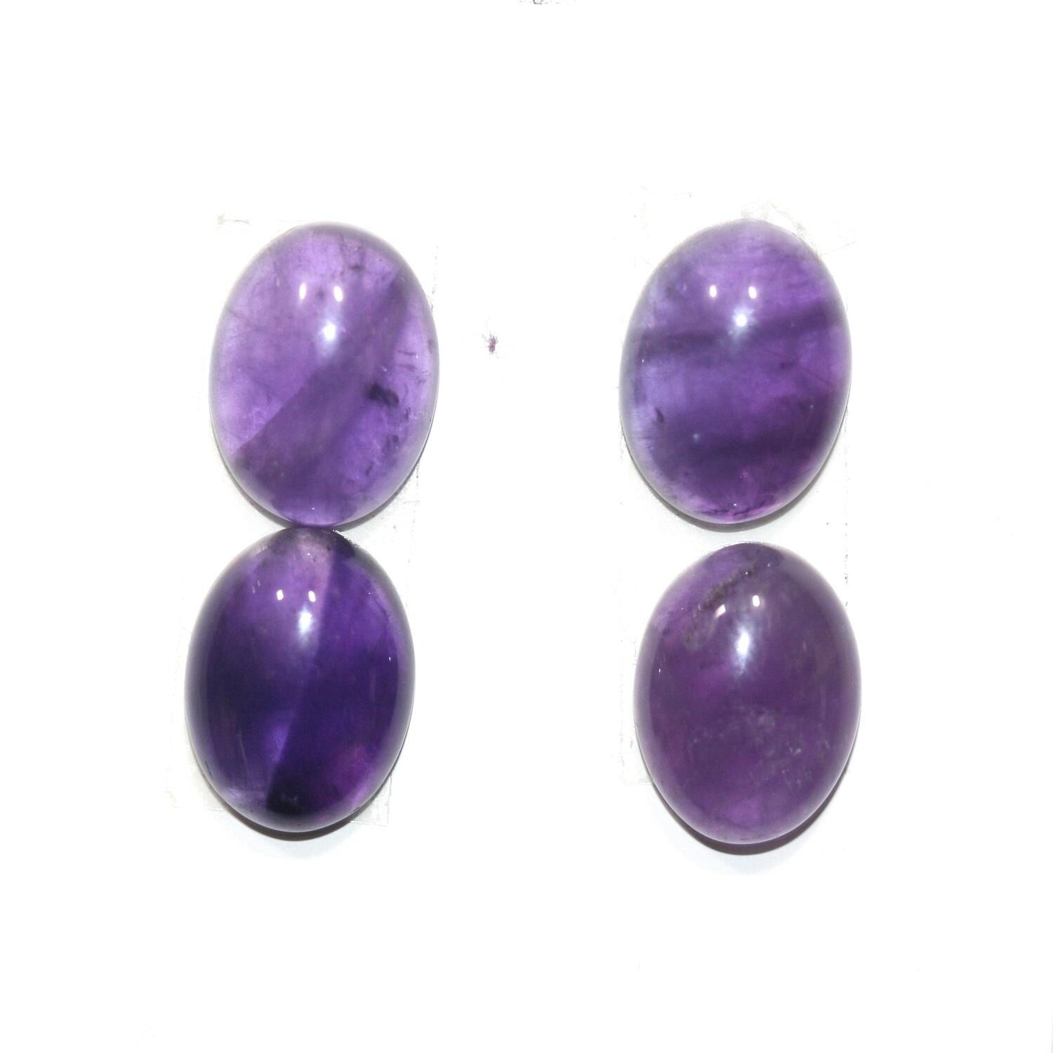 Lote de 4 cabujones ovalados de amatista de 16 x 12 mm. (4 piezas).