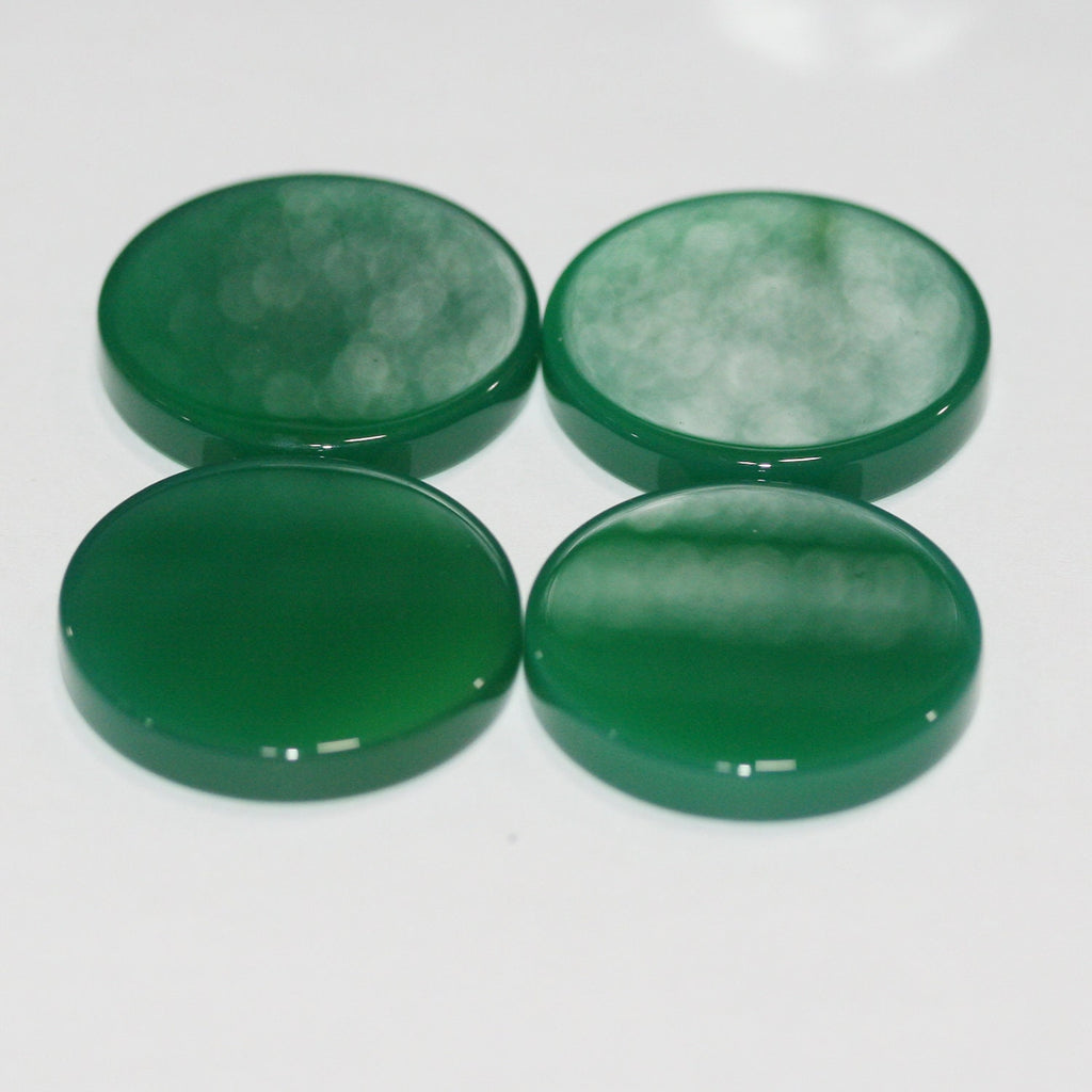 Lote de 4 cabujones redondos de ágata verde de 20 x 4 mm. (4 uds.)