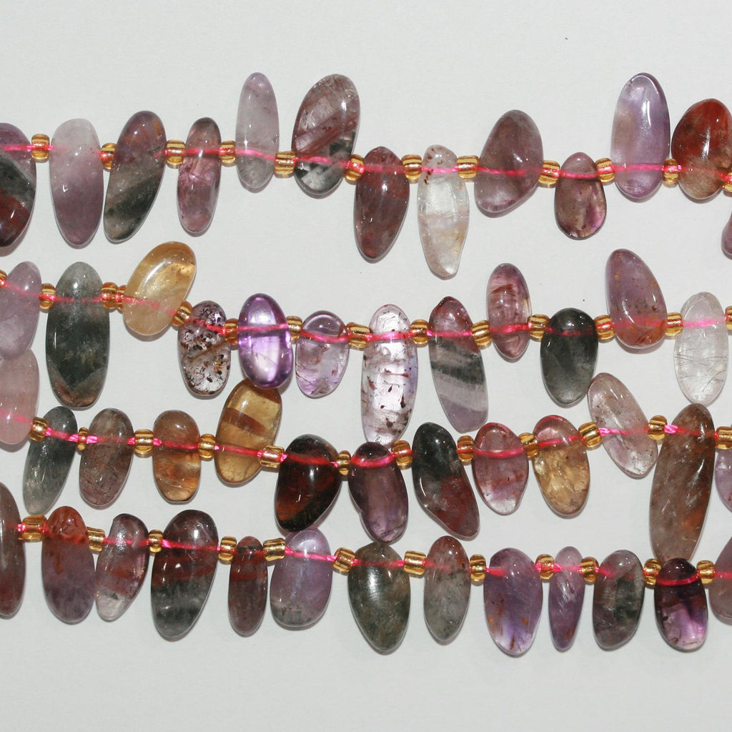 15" St Multi Stone (Super 7) Bâtonnets lisses irréguliers Perles ovales 10-18mm.-Environ-Bande 39cm.