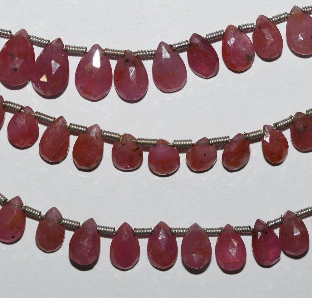 Perles en forme de goutte facettées en rubis St de 8 pouces (8 x 5 mm) - Fil de 21 cm