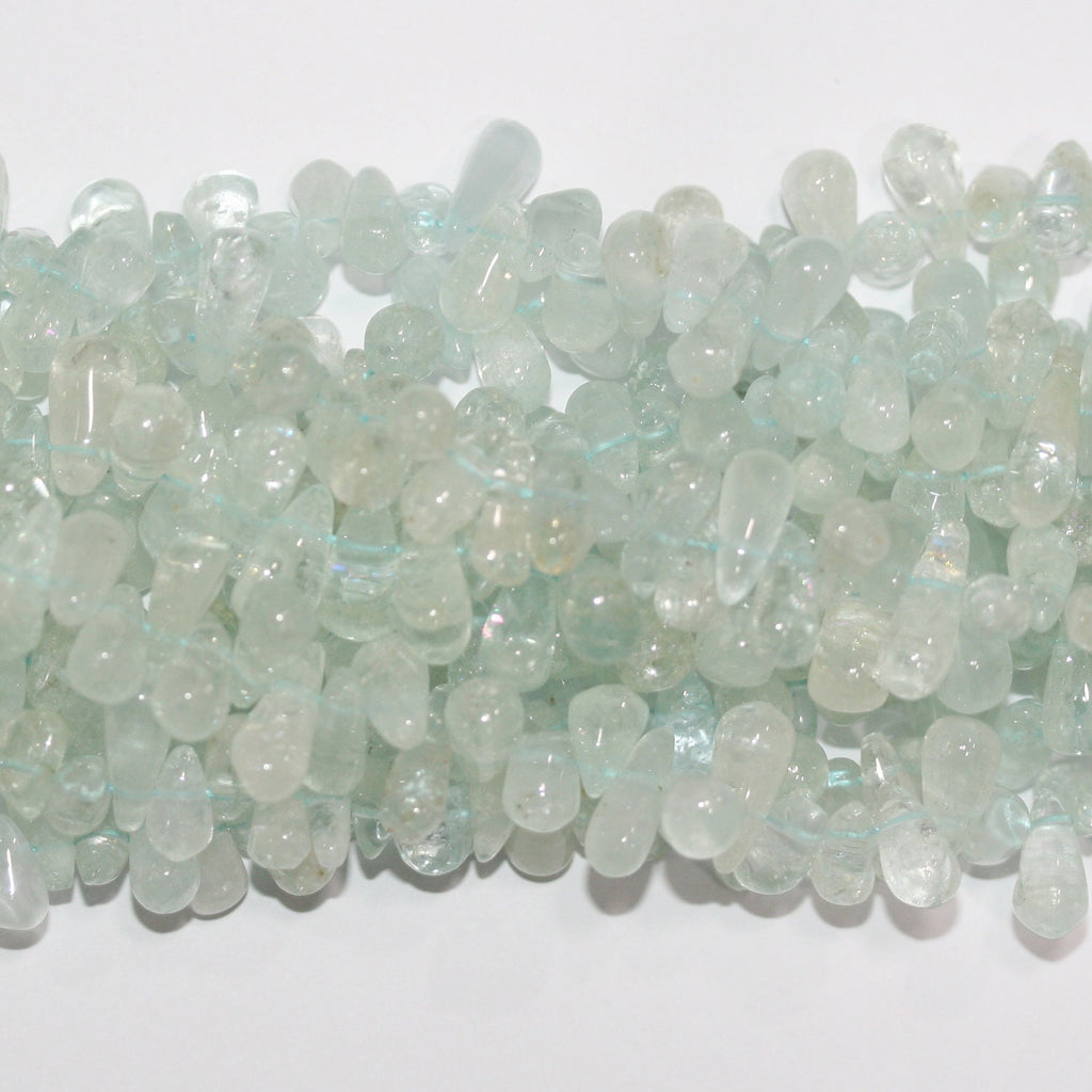 Cuentas lisas de aguamarina de 3" de largo, 8 x 5 mm. Aprox. - Hilo de 35 cm.