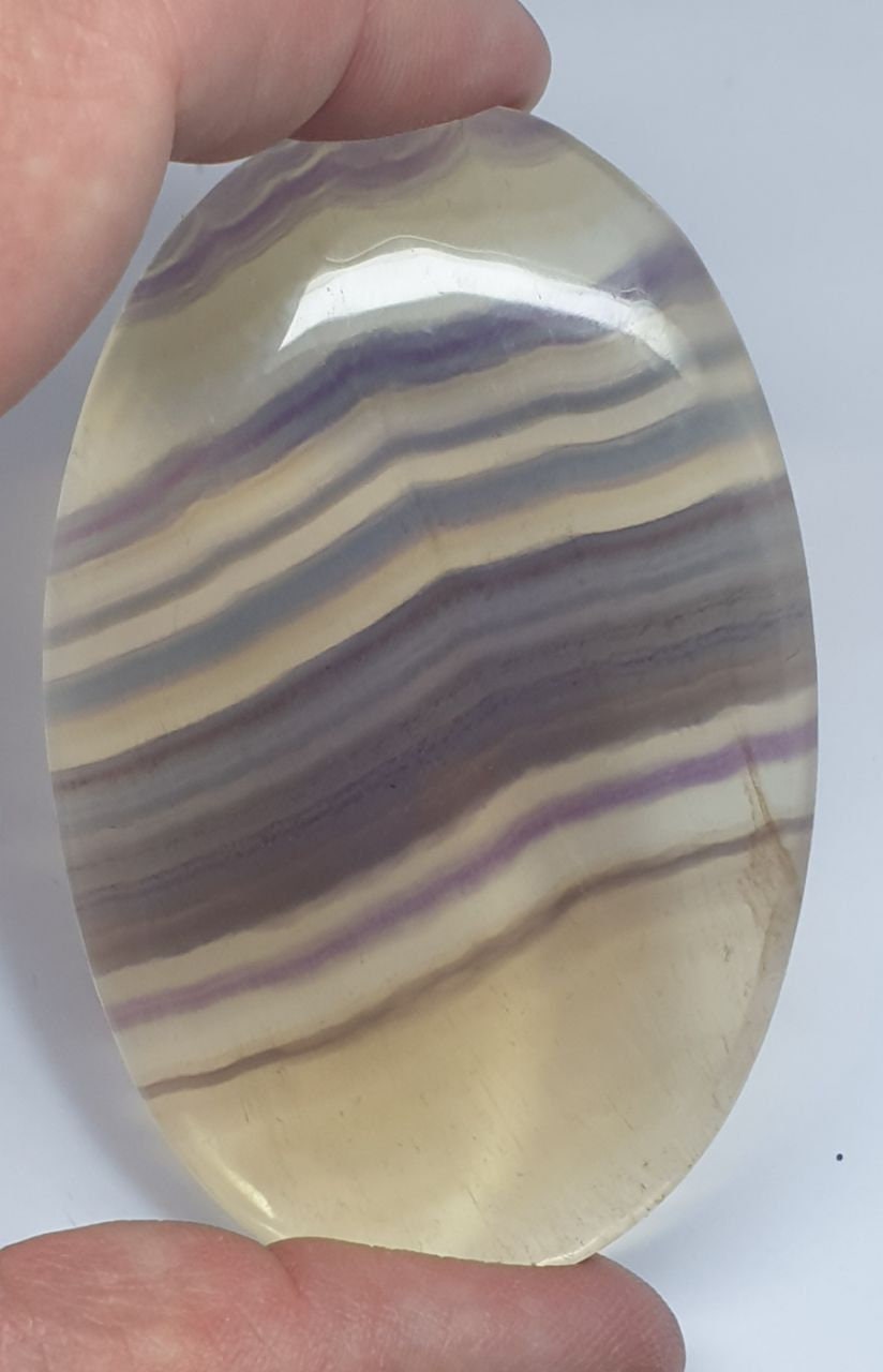 Huge  Natural  Banded  Fluorite Oval Cabochon  53.7×82.8 mm - 360 ct  Rare Color- Unique Collector Stone- Wholesaler Supplier- Top Quality