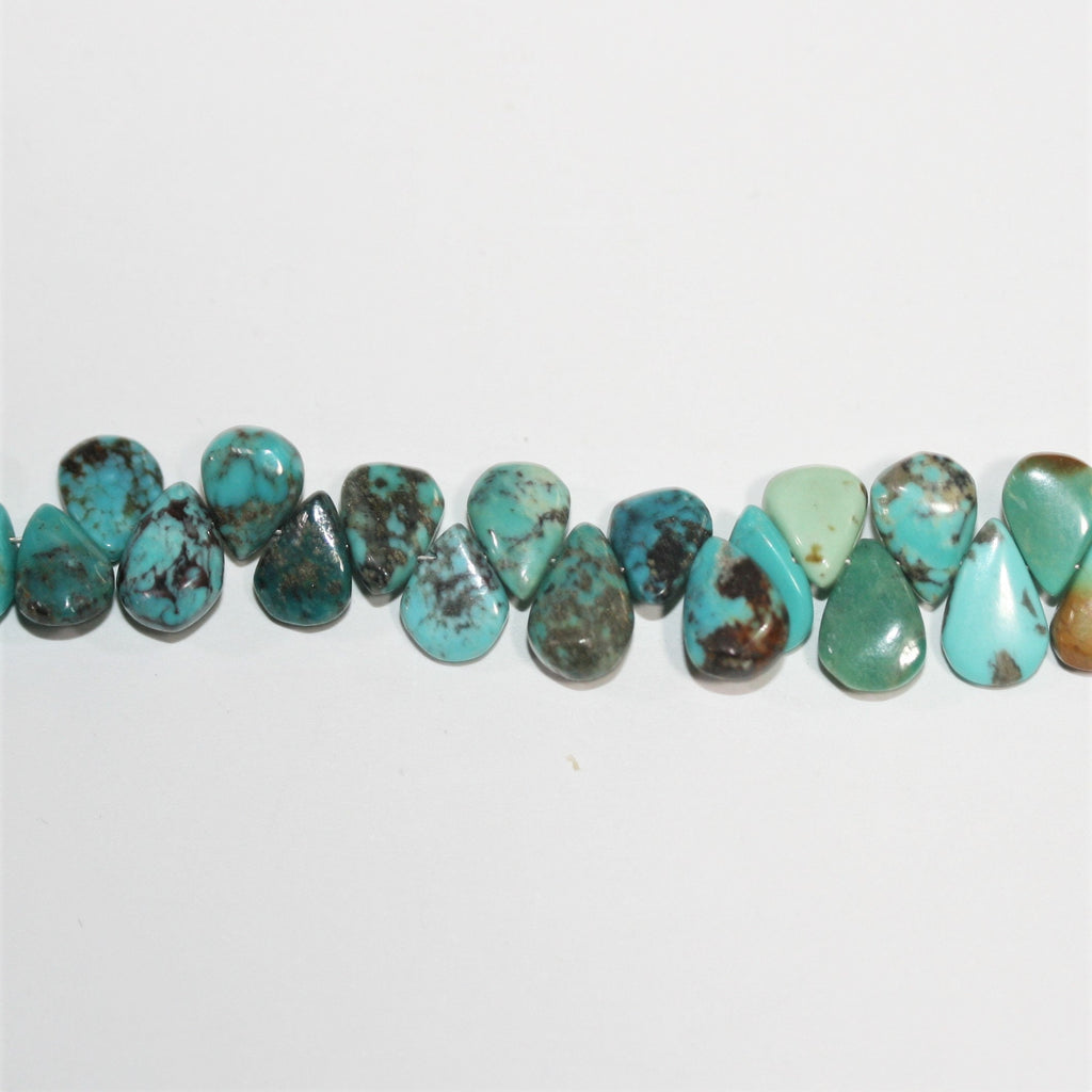 Perles en forme de goutte lisses en turquoise St de 8 pouces, 7 mm - Fil de 20 cm.