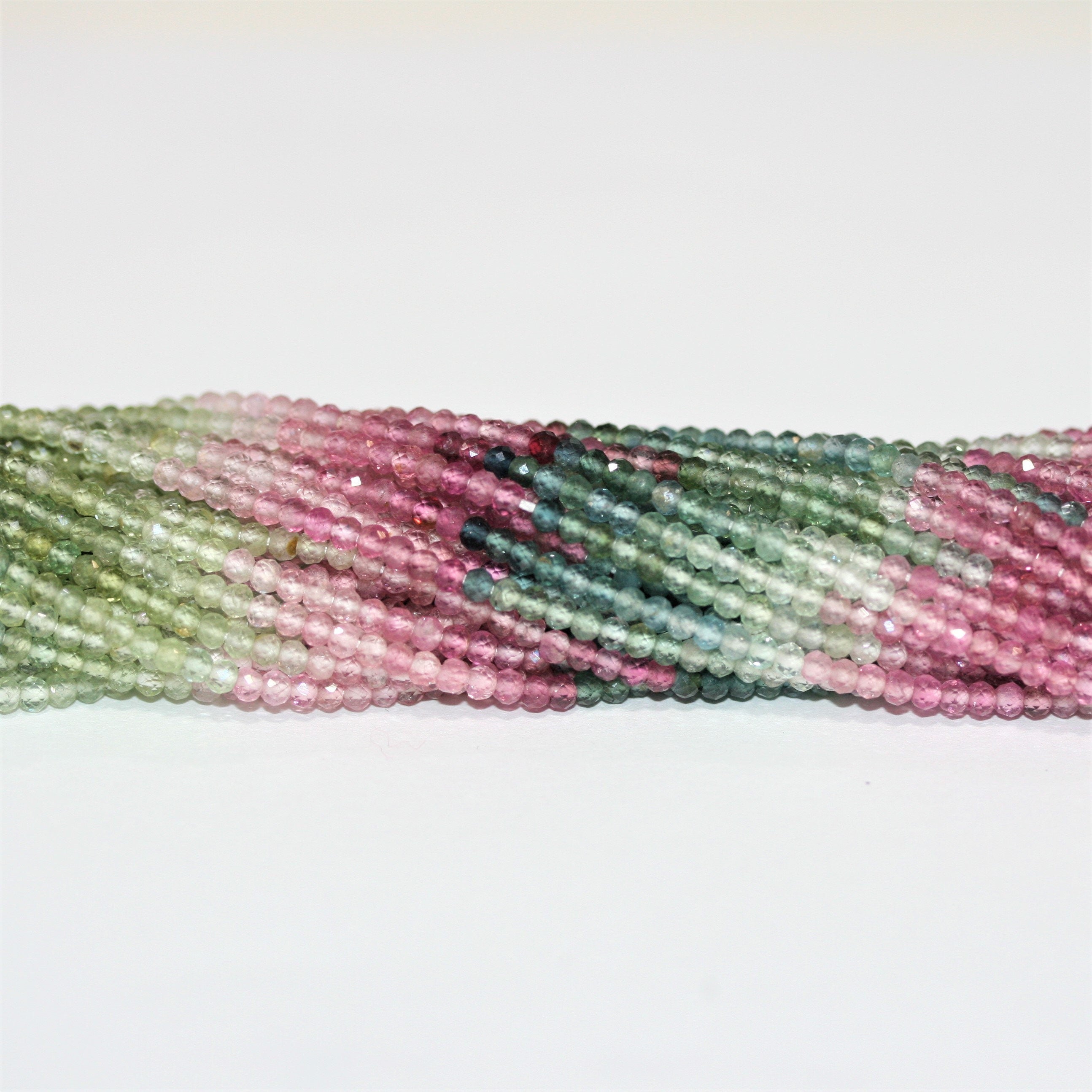 13" St Tourmaline Faceted Rondelle Beads 2.5x1.5mm.-Strand 33cm.