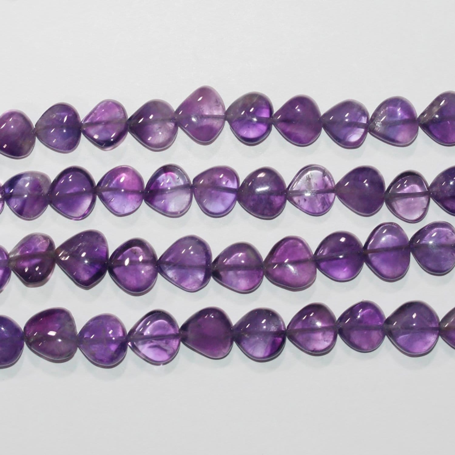 13" st Amethyst Smooth Heart Beads 9-15mm.Approx.- Strand 35cm