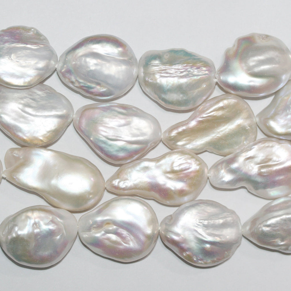 Perles baroques d'eau douce de 38 cm (15 pouces), 26 x 18 mm environ - Collier de 39 cm - Perles naturelles à prix de gros