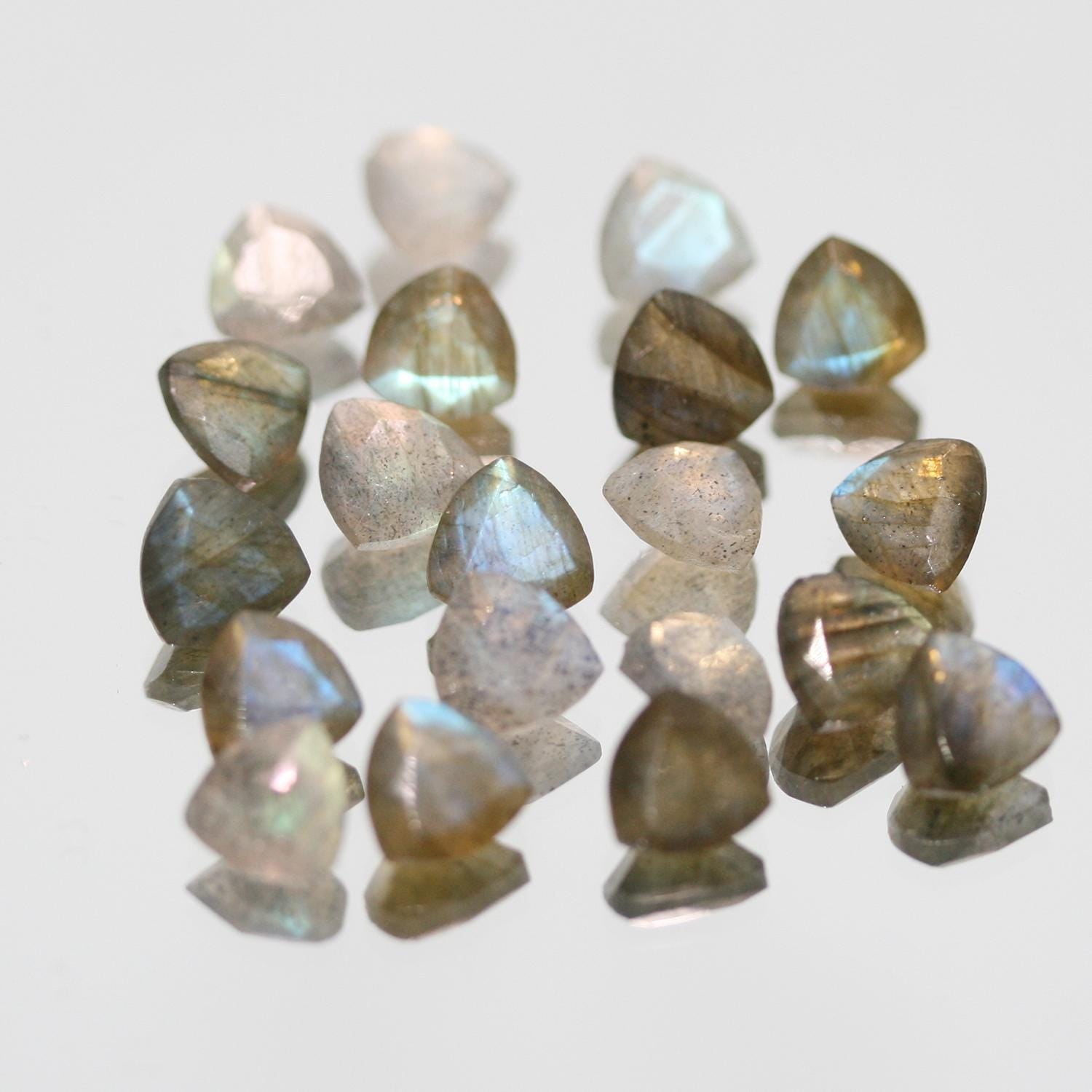 Lote de 20 piezas de labradorita facetada trillón de 6 mm. (20 uds.).