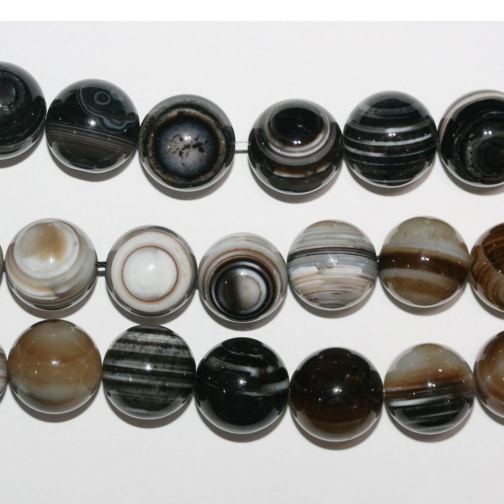 15" St Perles rondes lisses en agate tibétaine 20 mm.-Rig 39 cm.