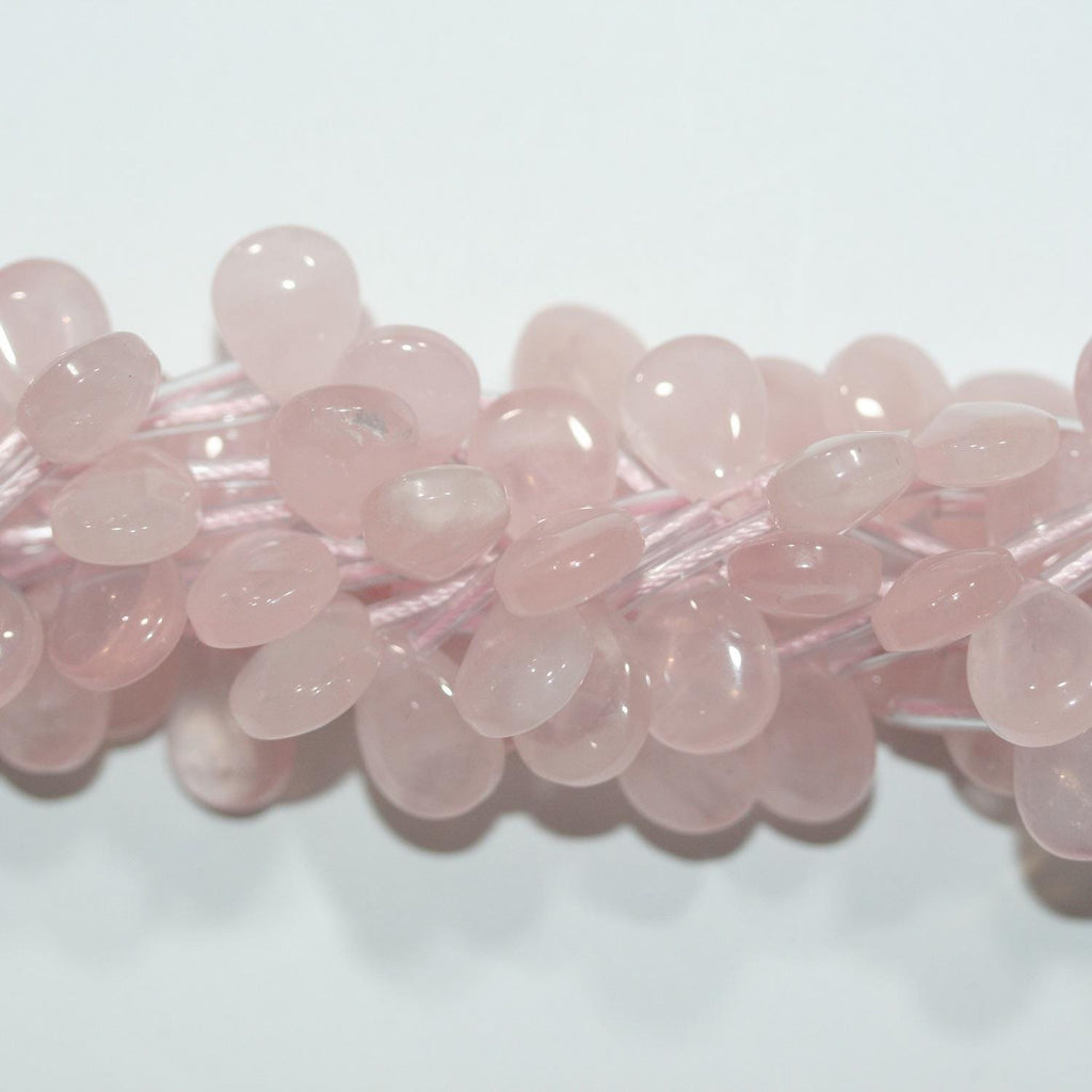 Perles en quartz rose lisse en forme de goutte de 15 pouces, 14 x 10 mm. - Brin de 39 cm.