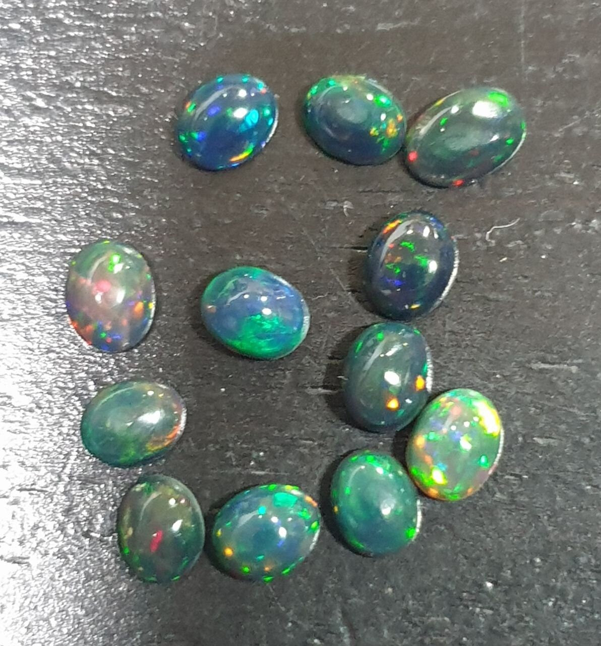 Ethiopian Black Opal Lot Oval Cabochon 5x4mm. (12pcs)  -Gemstone Parcels-Loose Stones Wholesale Price