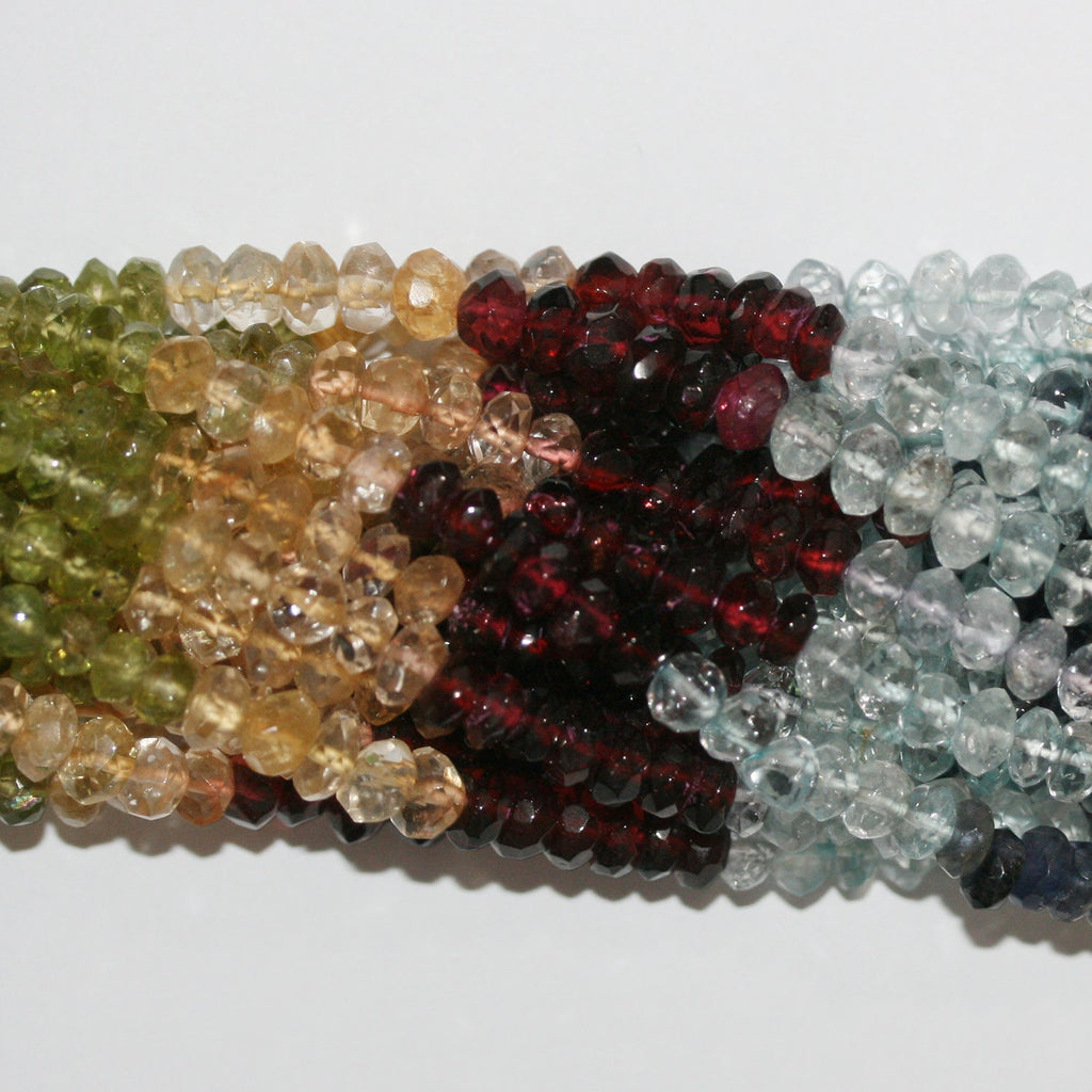 14" St  Multi Stone Faceted Rondelle Beads 6x4mm.-Strand 36cm