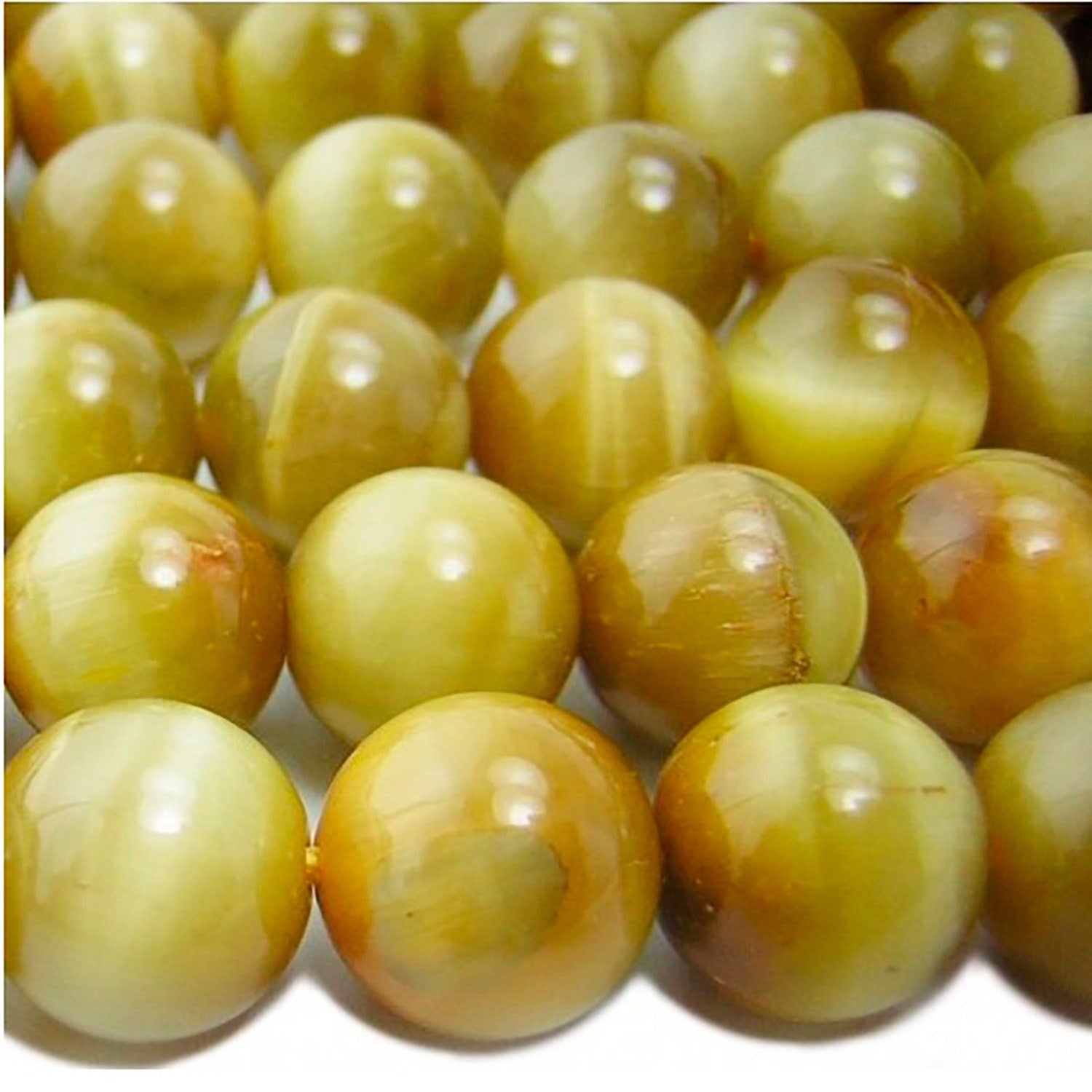 Cuentas redondas lisas de ojo de tigre de 16" (12 mm) - Hilo de 40 cm