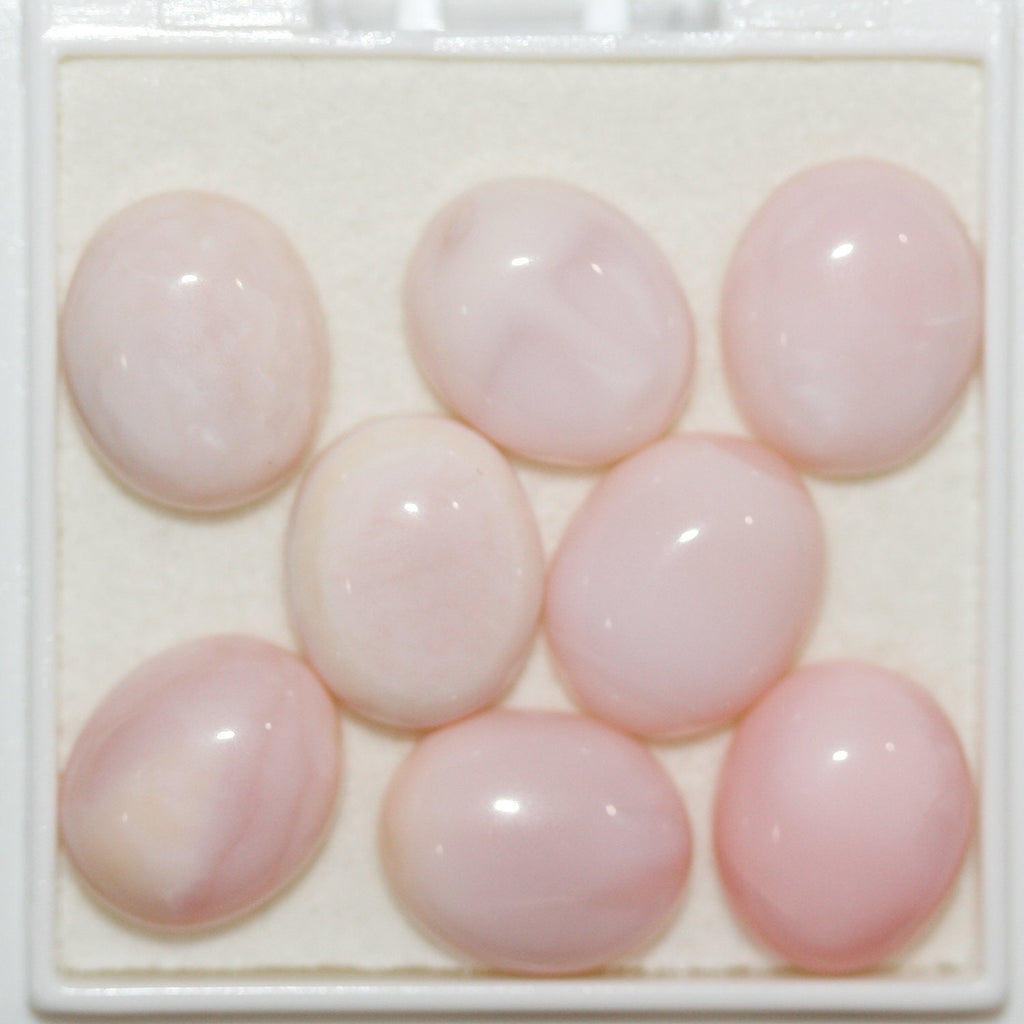 Lote de 8 cabujones ovalados de ópalo rosa de 12 x 10 mm. (8 uds.).