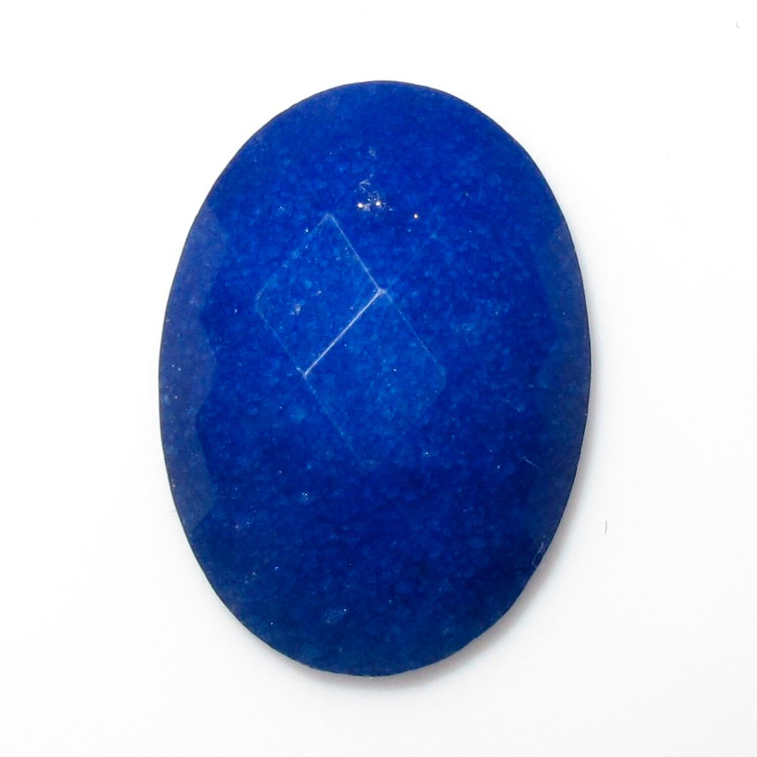 Lote de 8 cabujones facetados ovalados de jade teñido azul de 18 x 13 mm. (8 uds.)