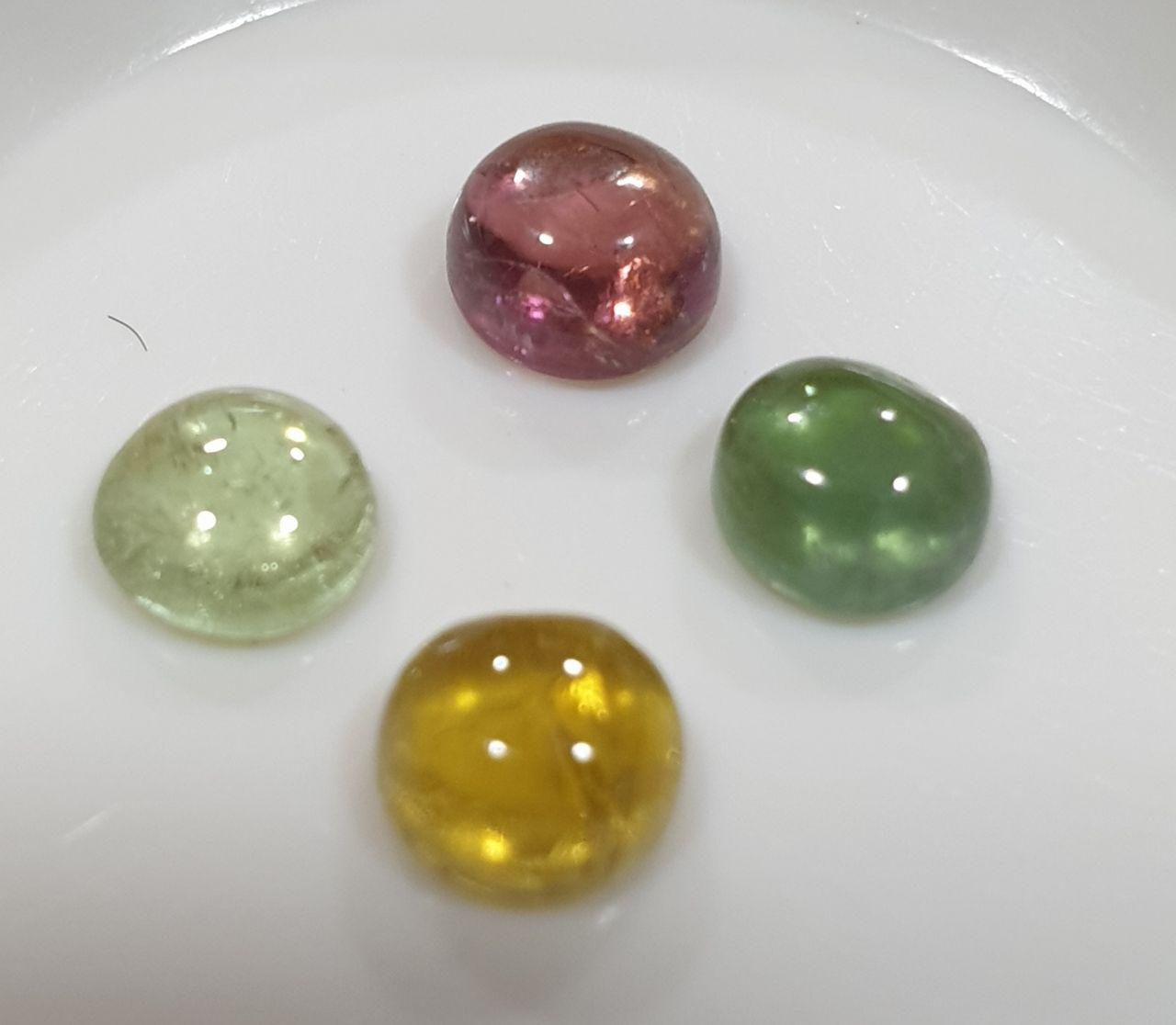 Tourmaline Lot Round Cabochons 5mm.-(4pcs)  -Gemstone Parcels-Loose Stones Wholesale Price