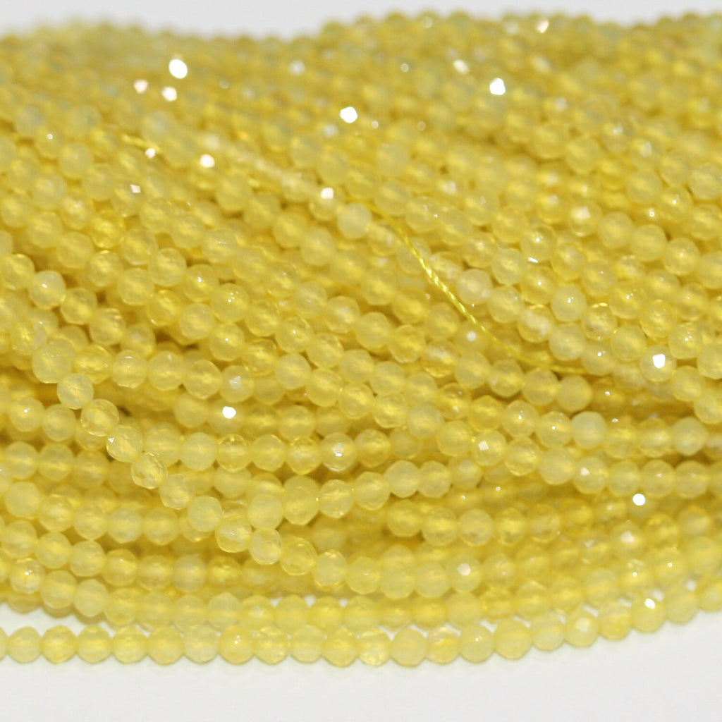 Perles rondes à facettes en agate jaune St de 15 pouces (2 mm) - Fil de 39 cm