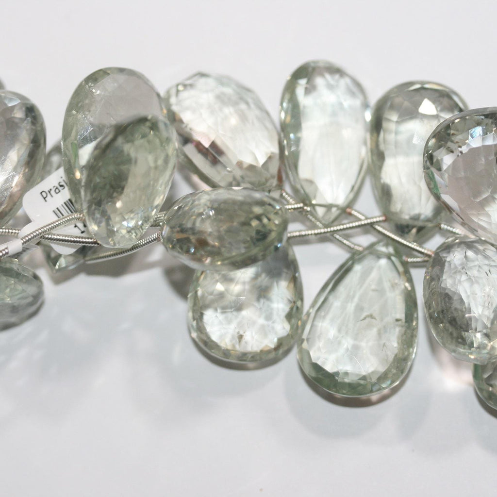 Cuentas de prasiolita de 5" facetadas, 22 x 14 mm. Aprox. - Hilo de 15 cm. - Artículo 14904