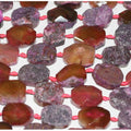 14" St Fuchsia Agate  Faceted and Unpolished Oval  Beads 32x23mm. Approx.-Strand 40cm.