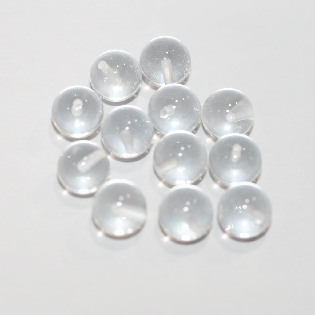 Perles rondes en quartz cristal de roche, demi-percées, 8 mm (4 paires).