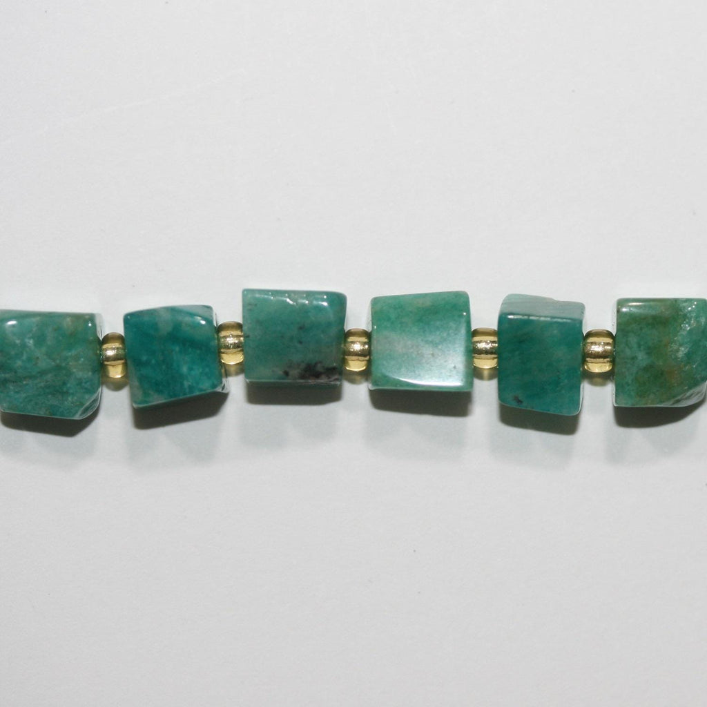 Perles cubiques irrégulières lisses en amazonite russe, 15 pouces, longueur 7-8 m, fil de 39 cm. Réf. 14758