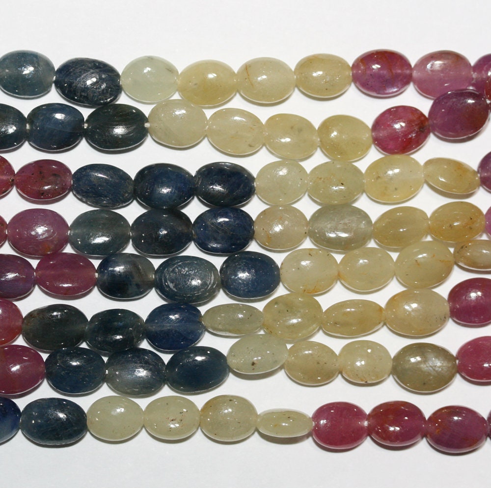 Cuentas ovaladas lisas de zafiro multicapa de 16" (8 x 6 mm) - Hilo de 40 cm