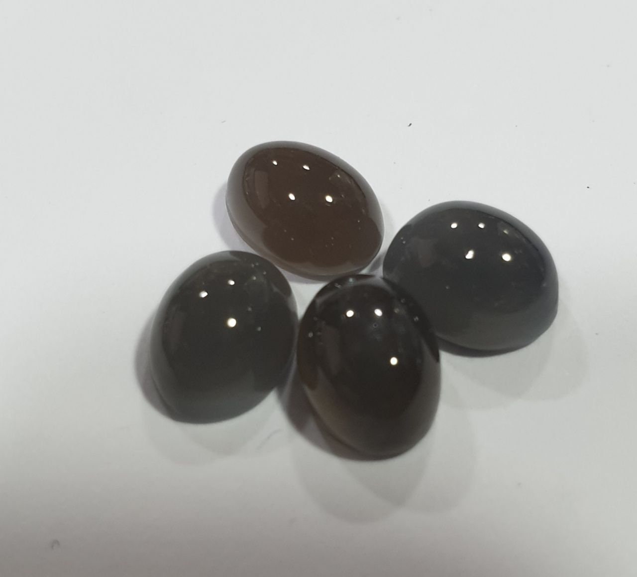 Lote de 4 cabujones ovalados de piedra lunar negra de 8 x 6 mm, venta al por mayor.