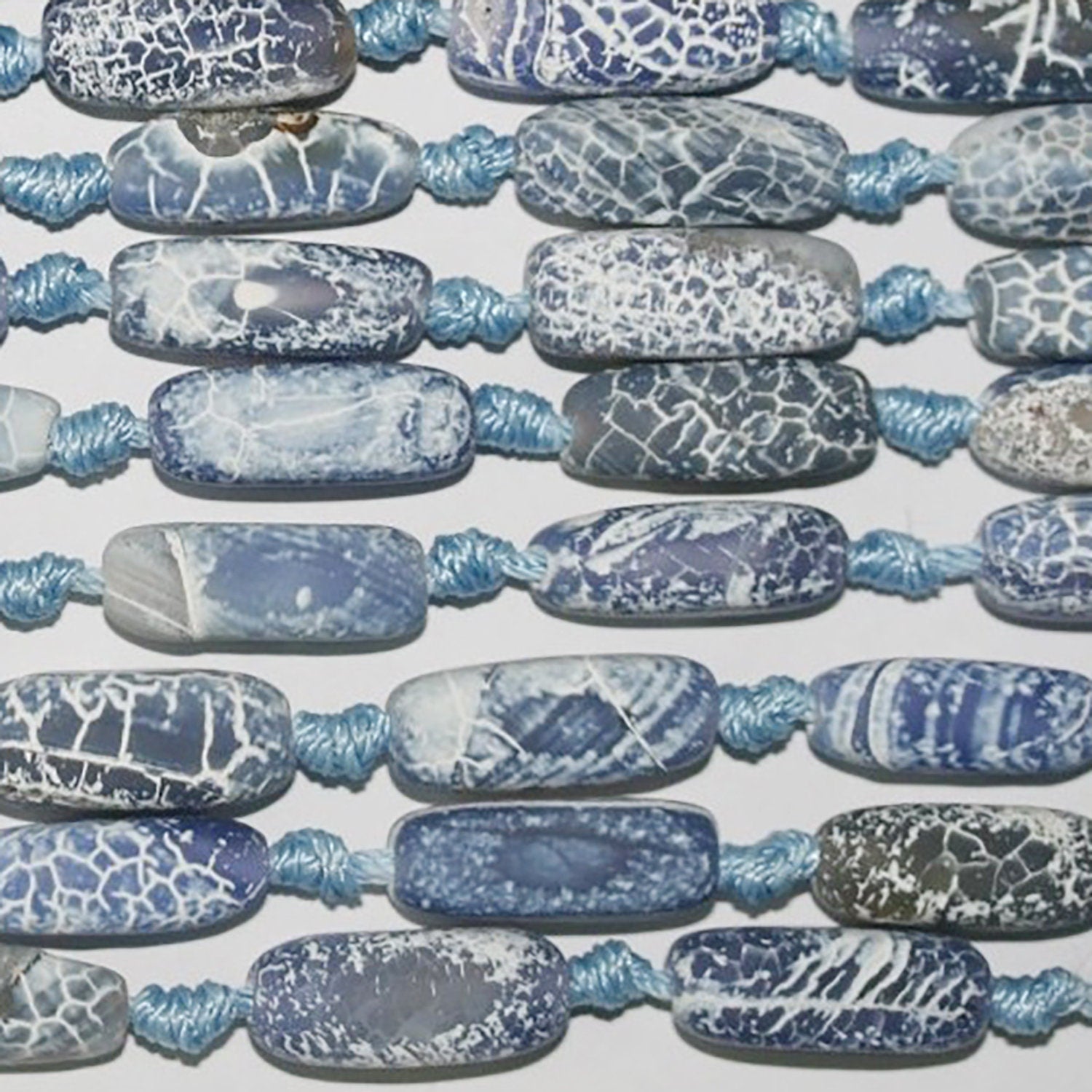 Cuentas prismáticas de ladrillo de ágata azul de 16" con acabado mate liso, 20 x 8 mm, tira de 40 cm