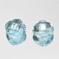 Lot de 2 pièces de topazes Sky Topaz à double damier, taille coussin briolette, 10 mm. - 1 paire